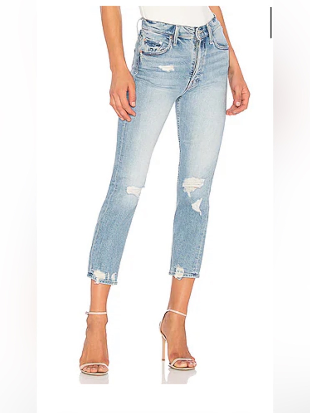 MOTHER Superior The Tomcat High-Rise Straight-Leg Jeans Distressed Light Wash